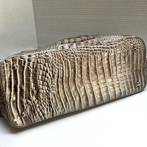 Brahmin Collection Large Duxbury Metallic Crocodile-Embossed Dome Satchel Bag - Picture 5 of 10